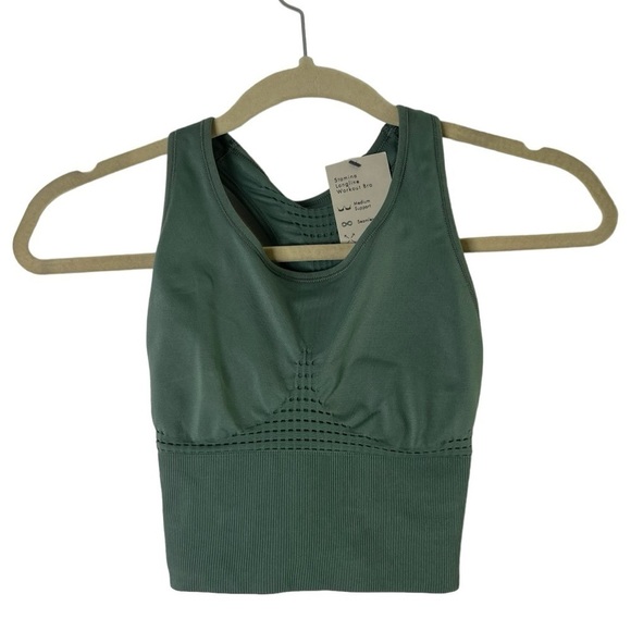 NEW Sweaty Betty Stamina Longline Workout Bra Size XS Sage Green - Picture 1 of 5